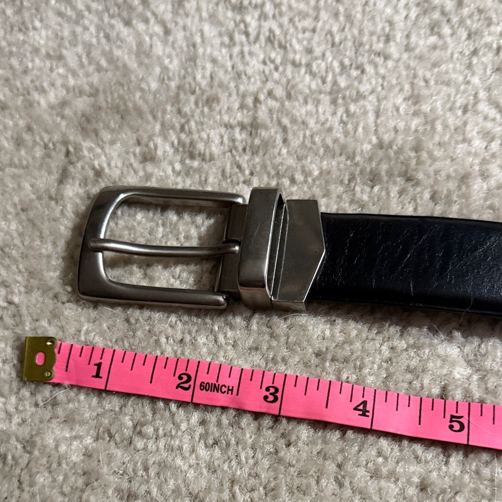 Black Leather Belt with Silver Buckle